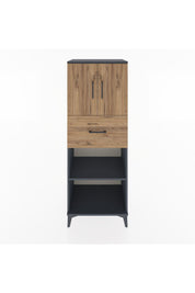 Hyperion Dolap 3 Raflı Tek Çekmeceli 2 Kapaklı 60x44x163 Antrasit-Çam
