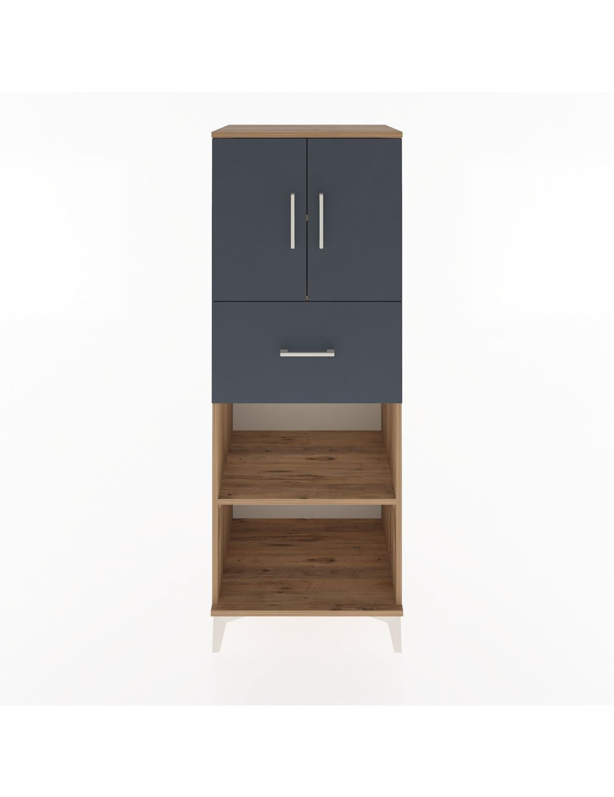 Hyperion Dolap 3 Raflı Tek Çekmeceli 2 Kapaklı 60x44x163 Çam-Antrasit