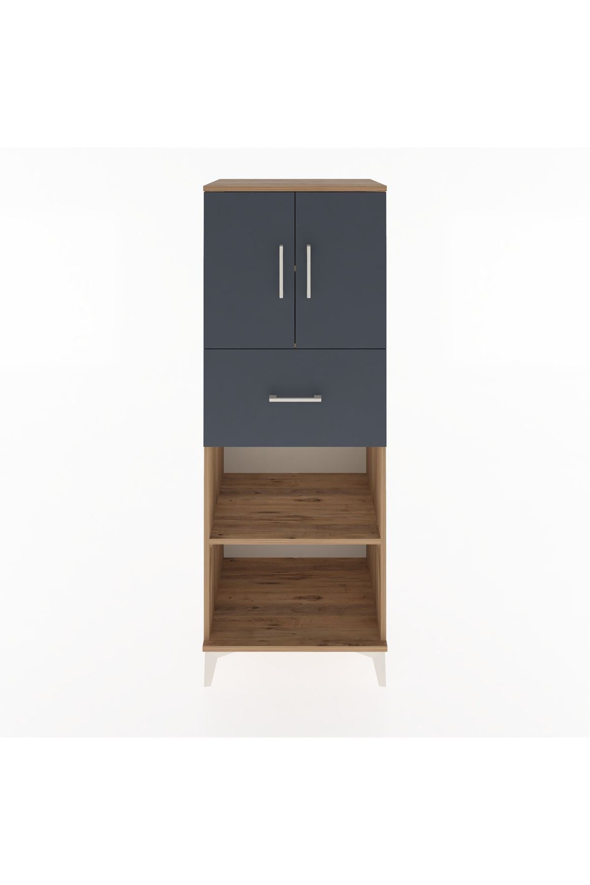 Hyperion Dolap 3 Raflı Tek Çekmeceli 2 Kapaklı 60x44x163 Çam-Antrasit