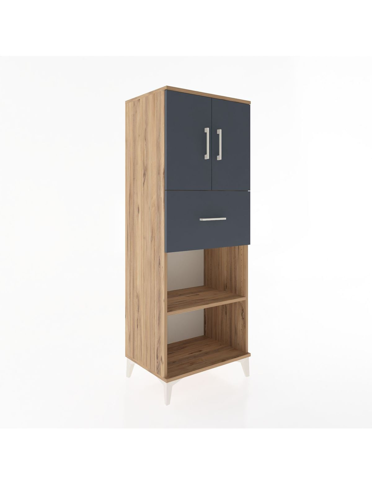 Hyperion Dolap 3 Raflı Tek Çekmeceli 2 Kapaklı 60x44x163 Çam-Antrasit