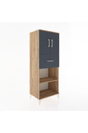 Hyperion Dolap 3 Raflı Tek Çekmeceli 2 Kapaklı 60x44x163 Çam-Antrasit