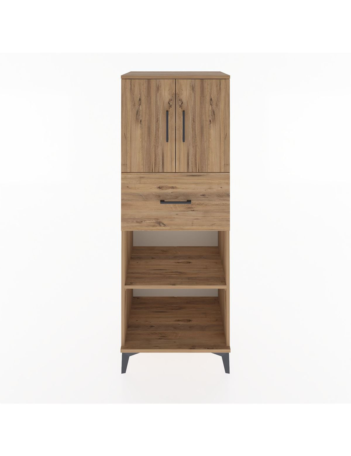 Hyperion Dolap 3 Raflı Tek Çekmeceli 2 Kapaklı 60x44x163 Çam-Çam