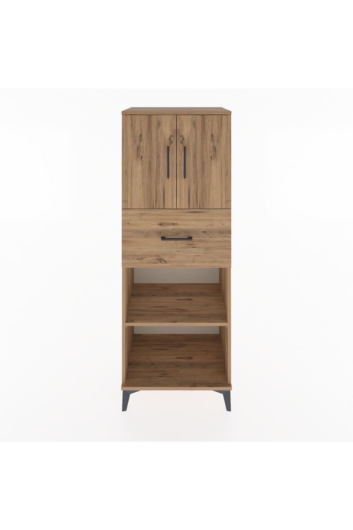 Hyperion Dolap 3 Raflı Tek Çekmeceli 2 Kapaklı 60x44x163 Çam-Çam