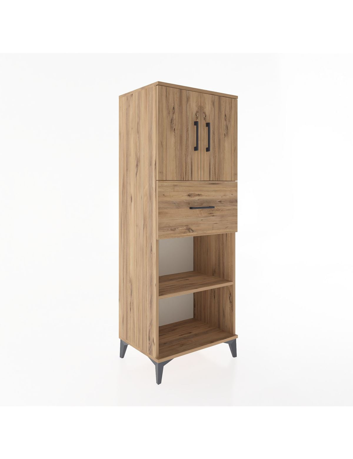 Hyperion Dolap 3 Raflı Tek Çekmeceli 2 Kapaklı 60x44x163 Çam-Çam