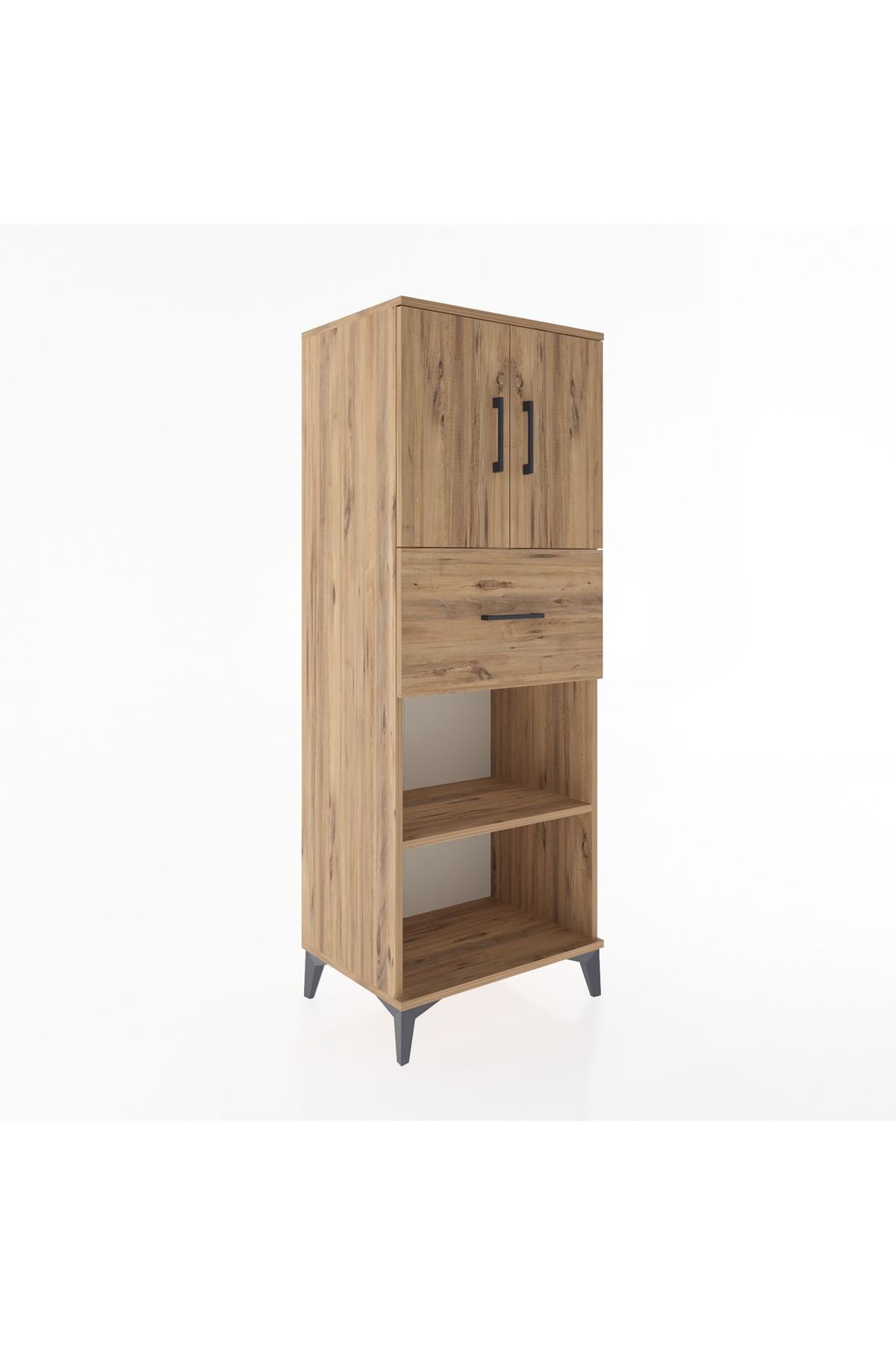 Hyperion Dolap 3 Raflı Tek Çekmeceli 2 Kapaklı 60x44x163 Çam-Çam