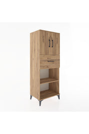 Hyperion Dolap 3 Raflı Tek Çekmeceli 2 Kapaklı 60x44x163 Çam-Çam