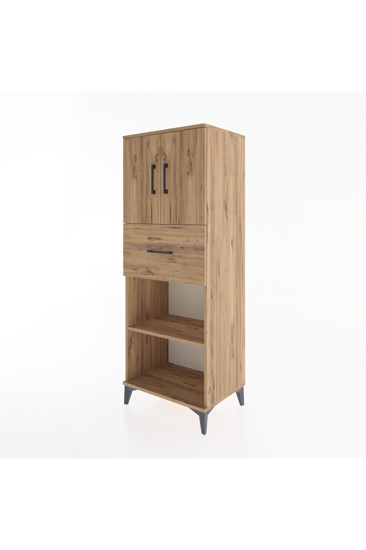 Hyperion Dolap 3 Raflı Tek Çekmeceli 2 Kapaklı 60x44x163 Çam-Çam