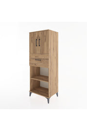 Hyperion Dolap 3 Raflı Tek Çekmeceli 2 Kapaklı 60x44x163 Çam-Çam