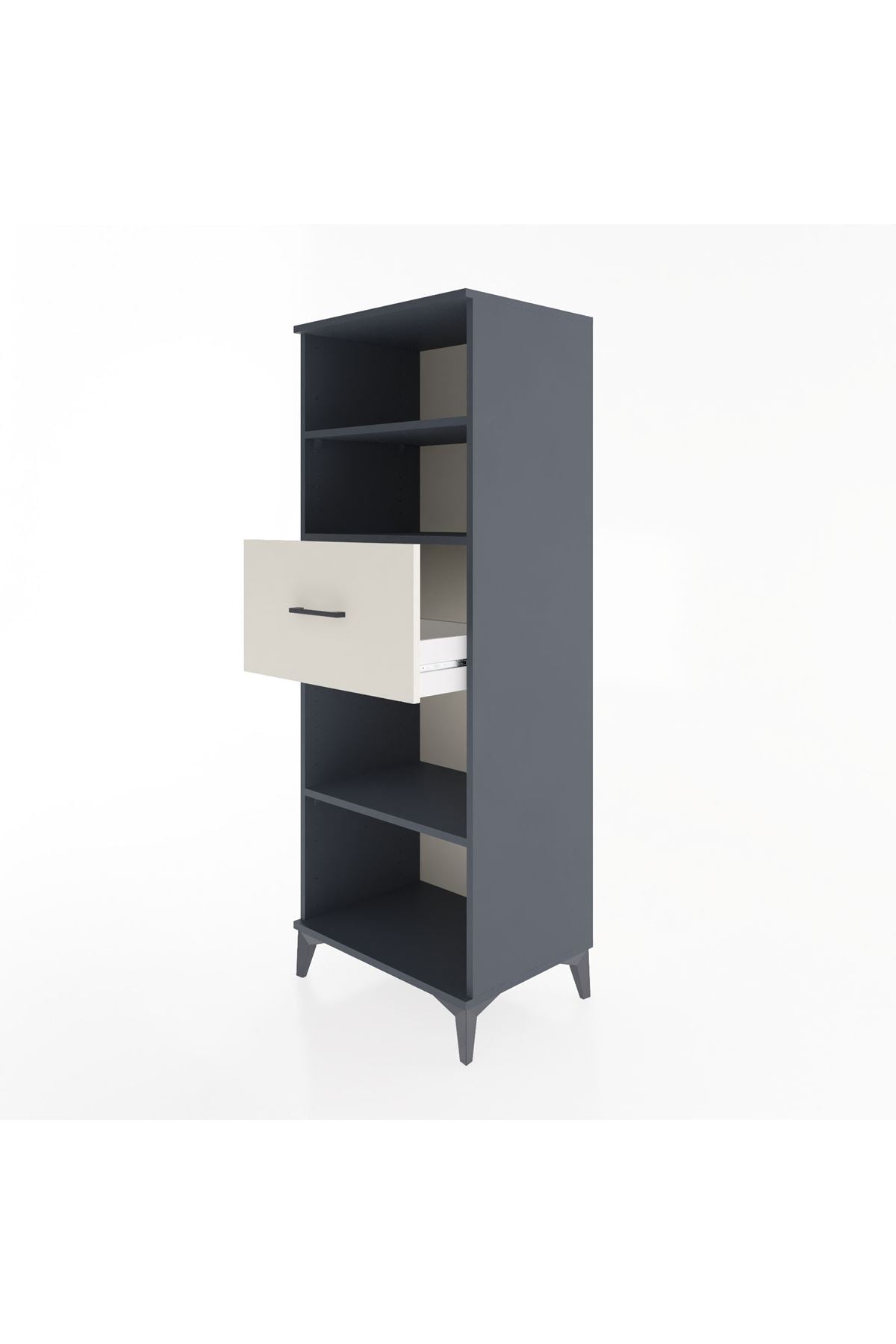 Hyperion Dolap 3 Raflı Tek Çekmeceli 60x44x163 Antrasit-Aytaşı