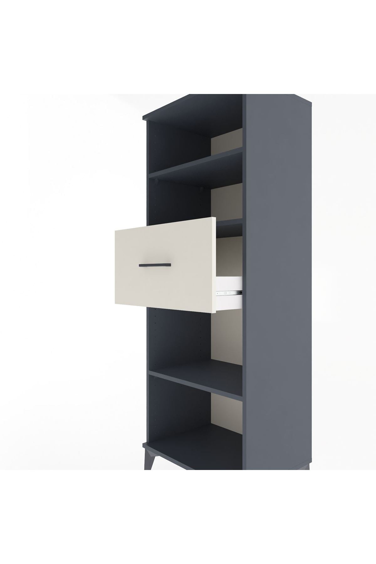 Hyperion Dolap 3 Raflı Tek Çekmeceli 60x44x163 Antrasit-Aytaşı