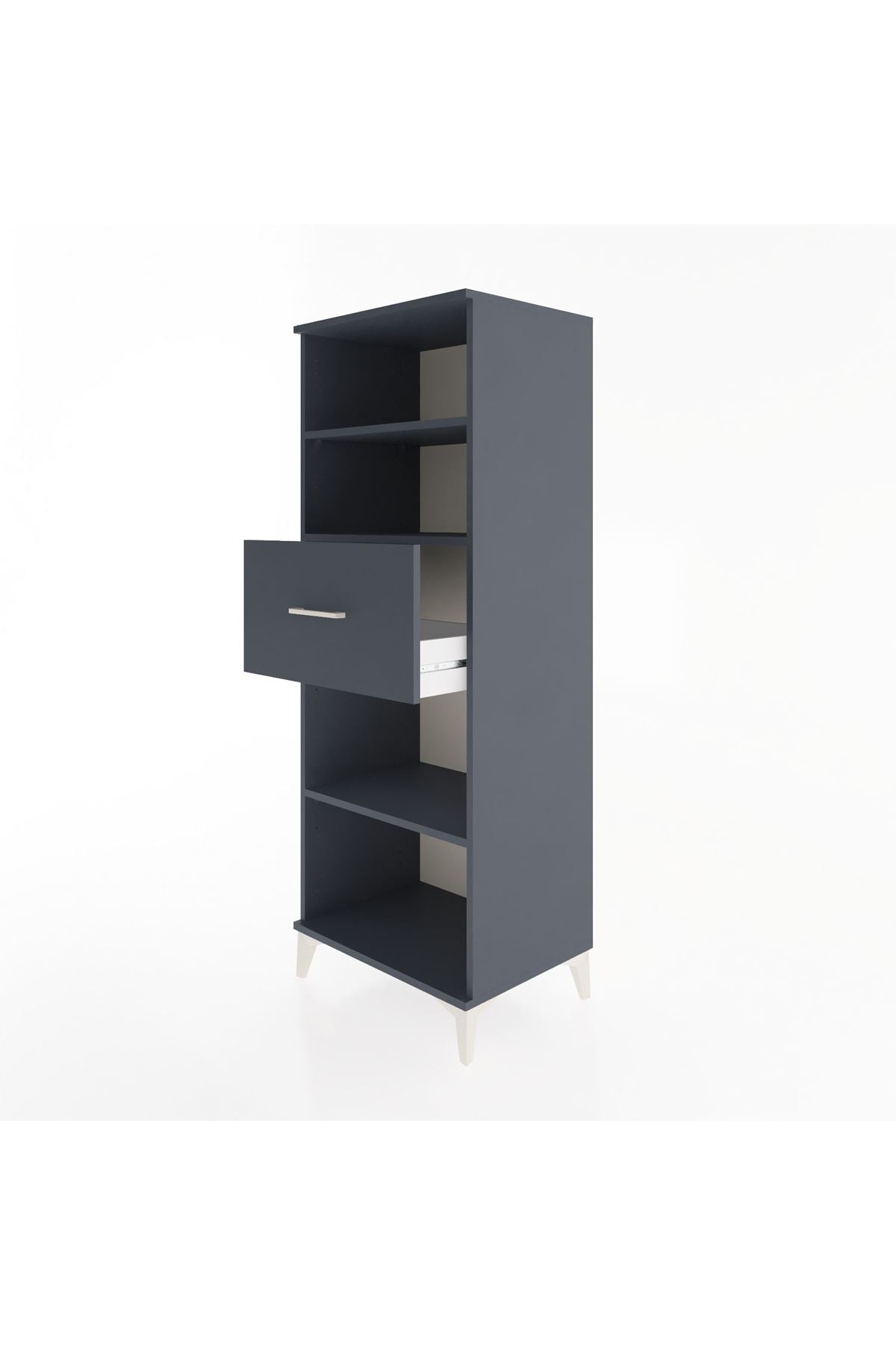 Hyperion Dolap 3 Raflı Tek Çekmeceli 60x44x163 Antrasit-Antrasit