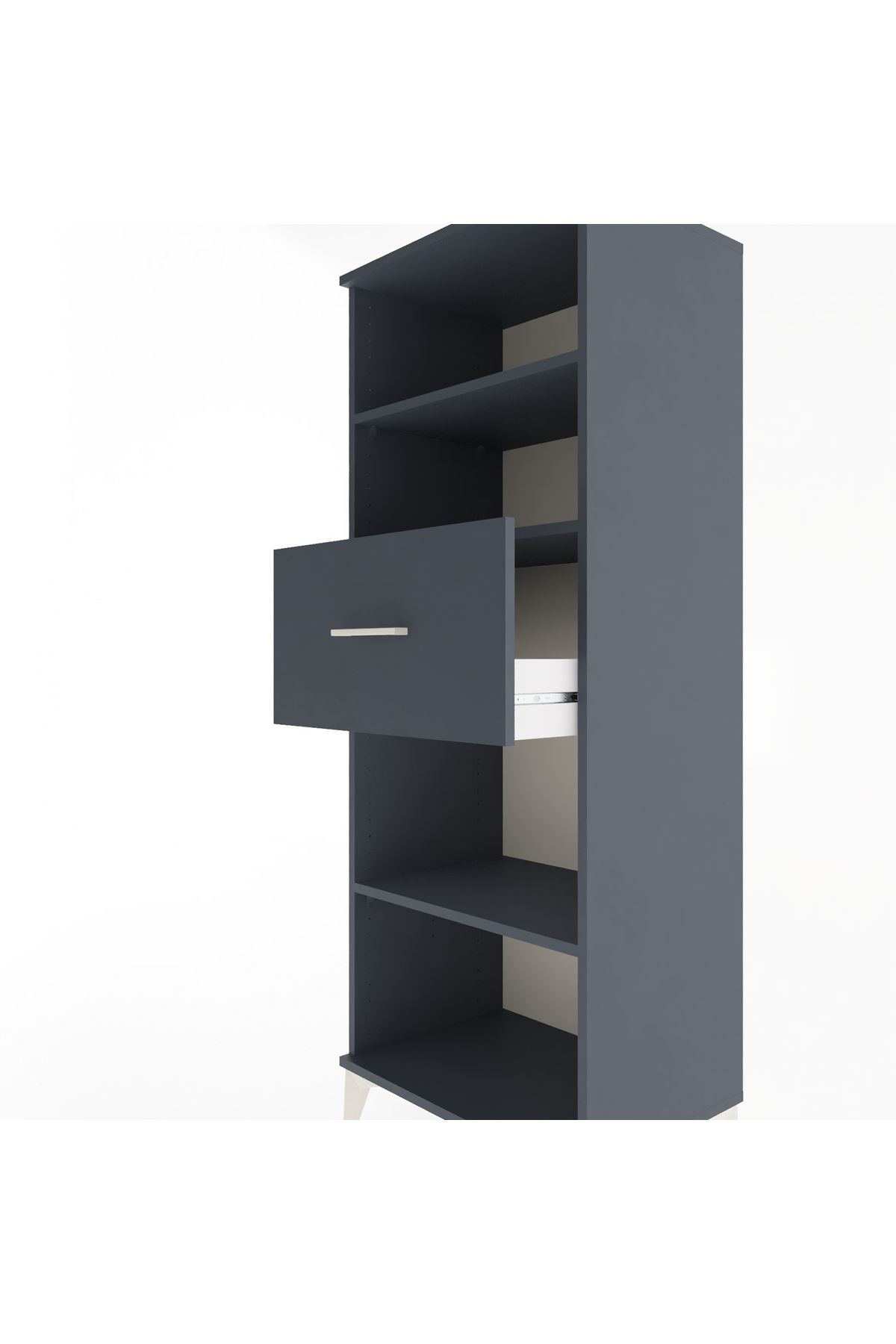 Hyperion Dolap 3 Raflı Tek Çekmeceli 60x44x163 Antrasit-Antrasit