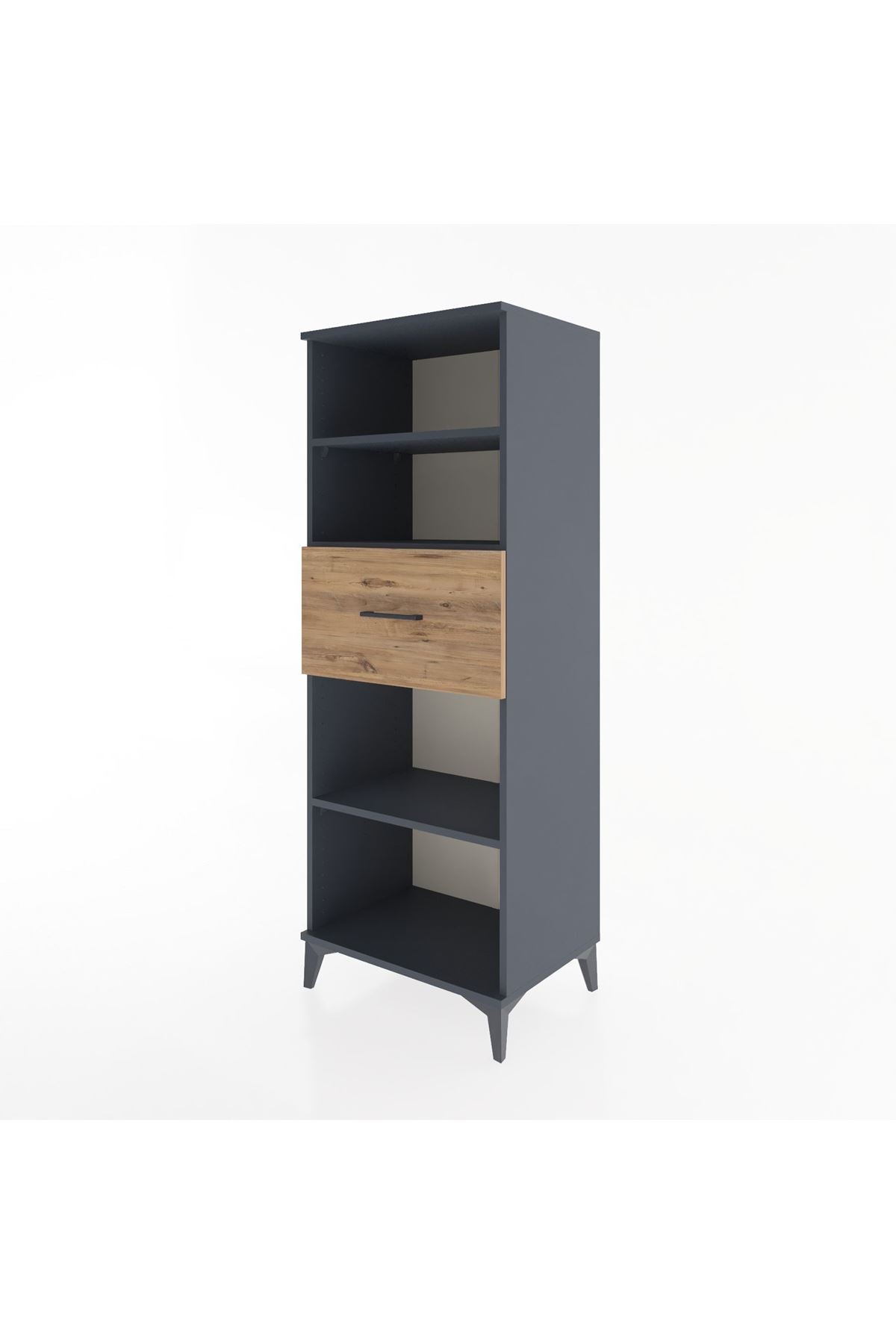 Hyperion Dolap 3 Raflı Tek Çekmeceli 60x44x163 Antrasit-Çam