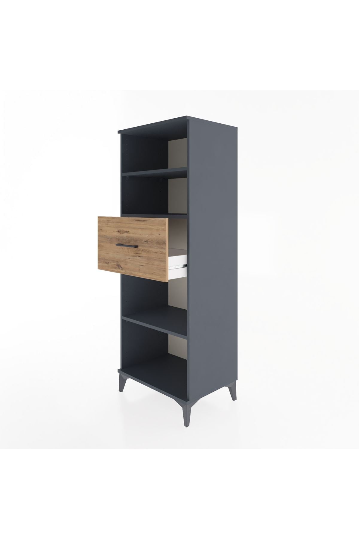 Hyperion Dolap 3 Raflı Tek Çekmeceli 60x44x163 Antrasit-Çam