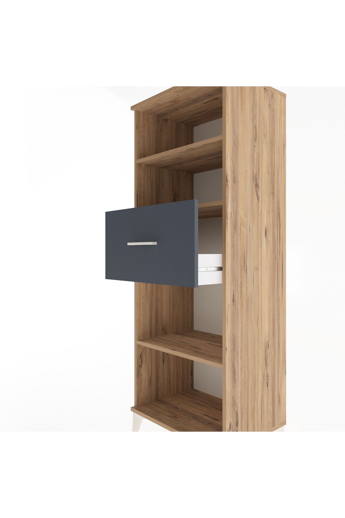 Hyperion Dolap 3 Raflı Tek Çekmeceli 60x44x163 Çam-Antrasit