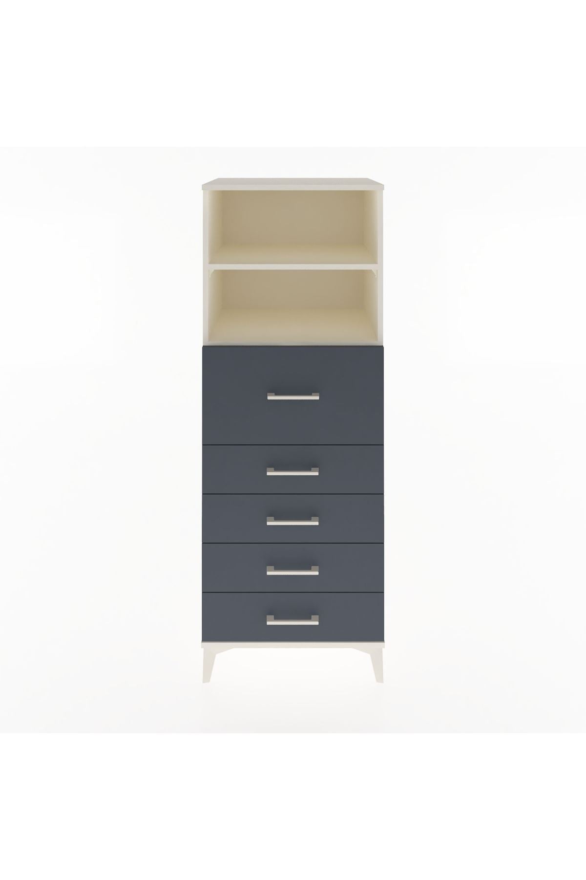 Hyperion Dolap 2 Raflı 5 Çekmeceli 60x44x163 Aytaşı-Antrasit