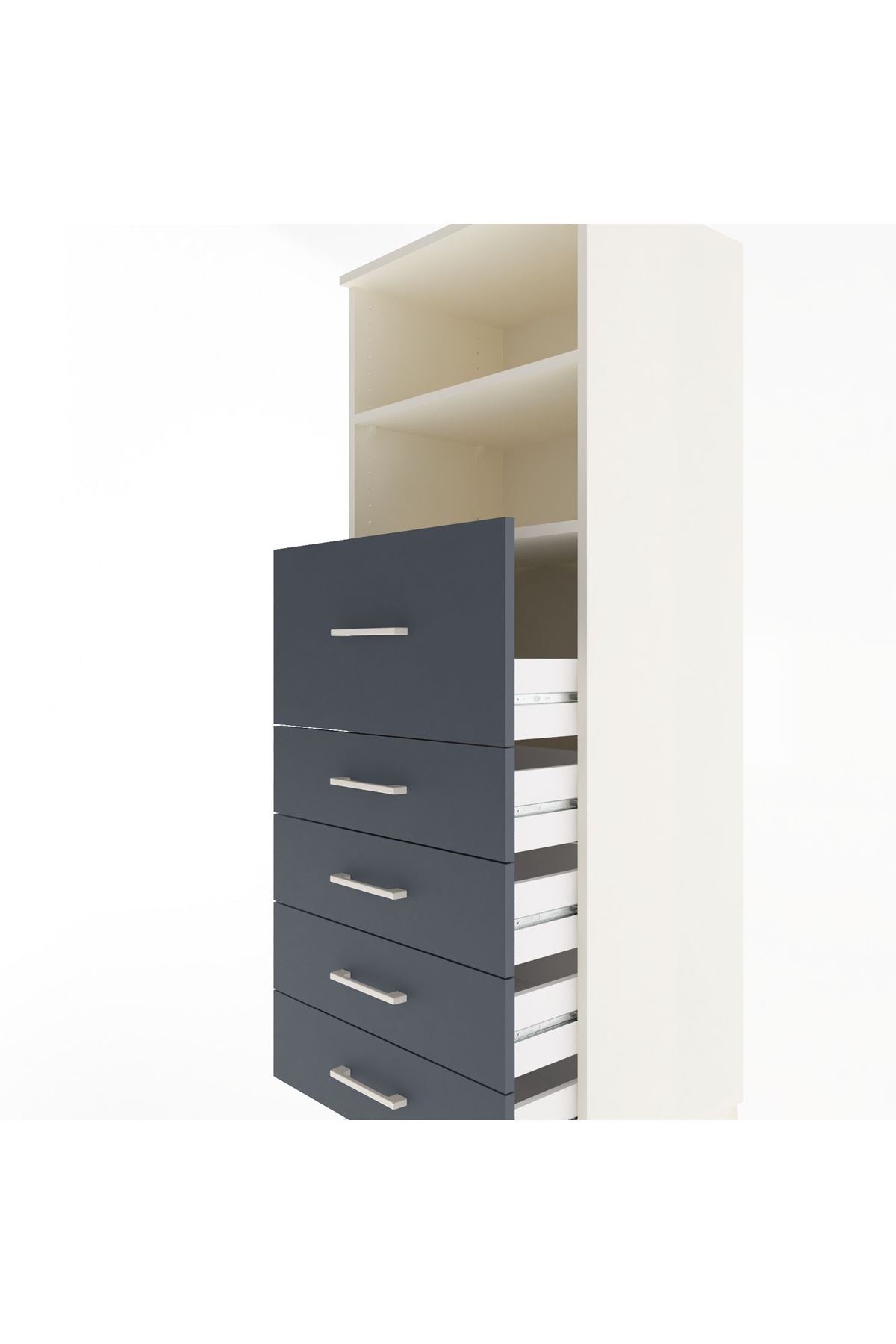 Hyperion Dolap 2 Raflı 5 Çekmeceli 60x44x163 Aytaşı-Antrasit