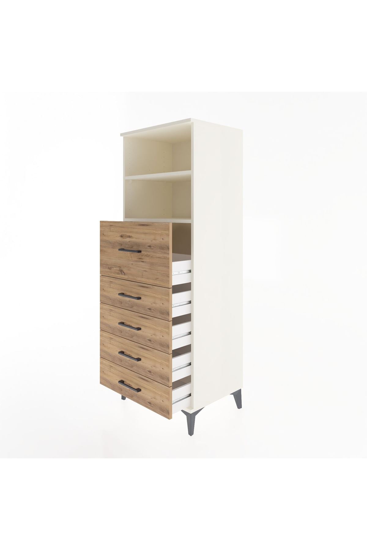 Hyperion Dolap 2 Raflı 5 Çekmeceli 60x44x163 Aytaşı-Çam