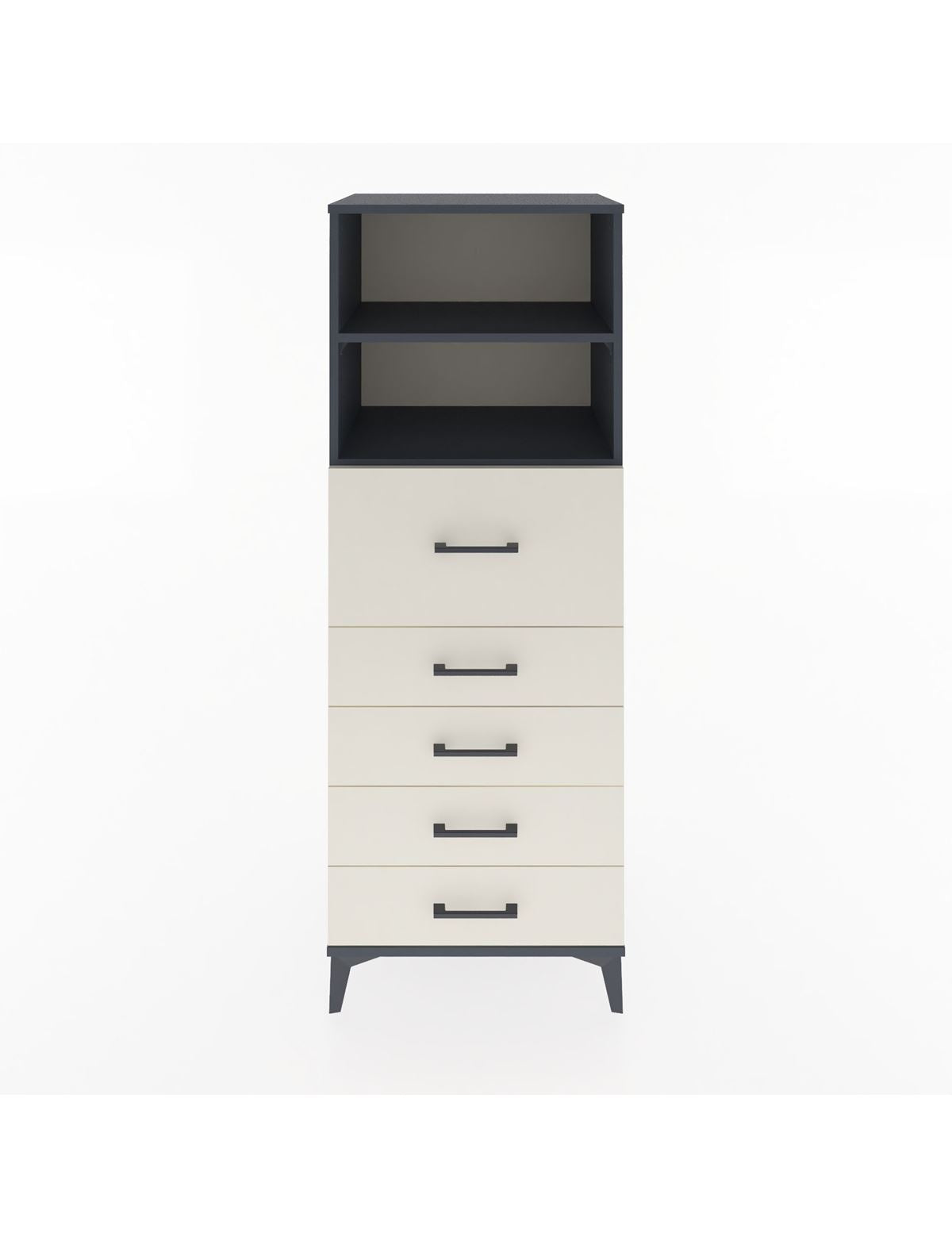 Hyperion Dolap 2 Raflı 5 Çekmeceli 60x44x163 Antrasit-Aytaşı