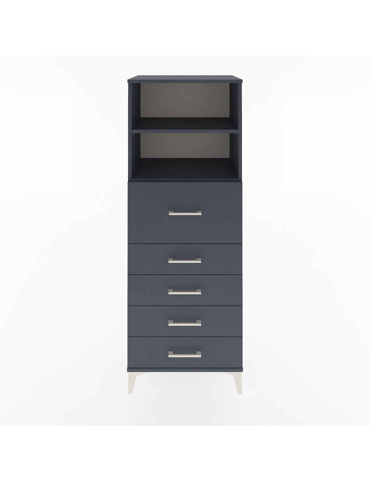 Hyperion Dolap 2 Raflı 5 Çekmeceli 60x44x163 Antrasit-Antrasit