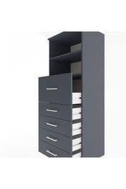 Hyperion Dolap 2 Raflı 5 Çekmeceli 60x44x163 Antrasit-Antrasit