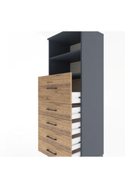 Hyperion Dolap 2 Raflı 5 Çekmeceli 60x44x163 Antrasit-Çam