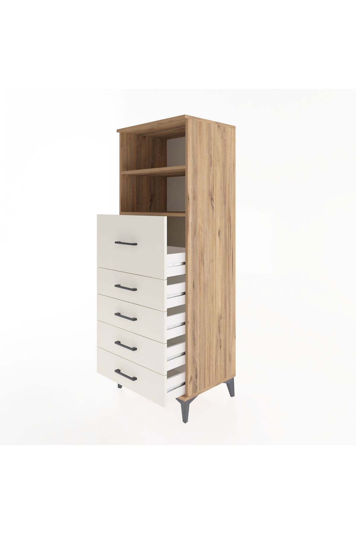 Hyperion Dolap 2 Raflı 5 Çekmeceli 60x44x163 Çam-Aytaşı