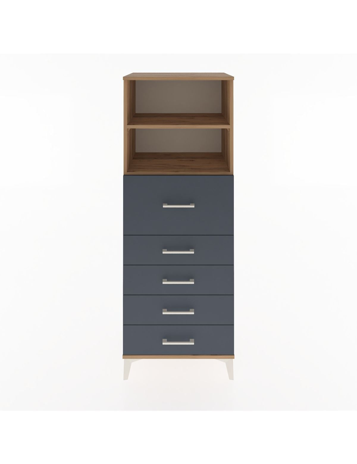 Hyperion Dolap 2 Raflı 5 Çekmeceli 60x44x163 Çam-Antrasit