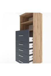 Hyperion Dolap 2 Raflı 5 Çekmeceli 60x44x163 Çam-Antrasit