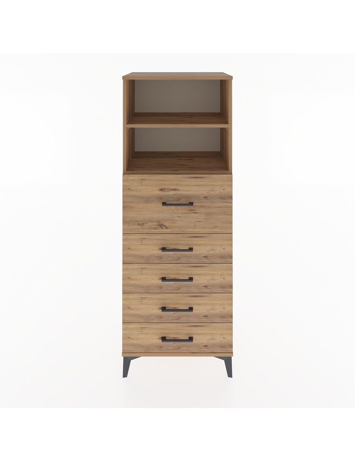 Hyperion Dolap 2 Raflı 5 Çekmeceli 60x44x163 Çam-Çam