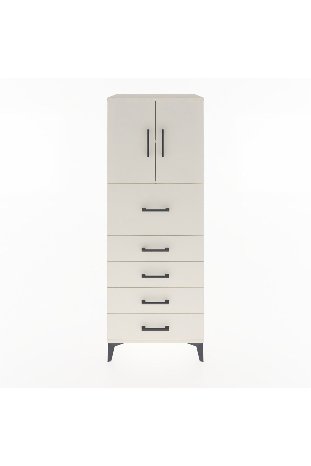 Hyperion Dolap 2 Raflı 5 Çekmeceli 2 Kapaklı 60x44x163 Aytaşı-Aytaşı