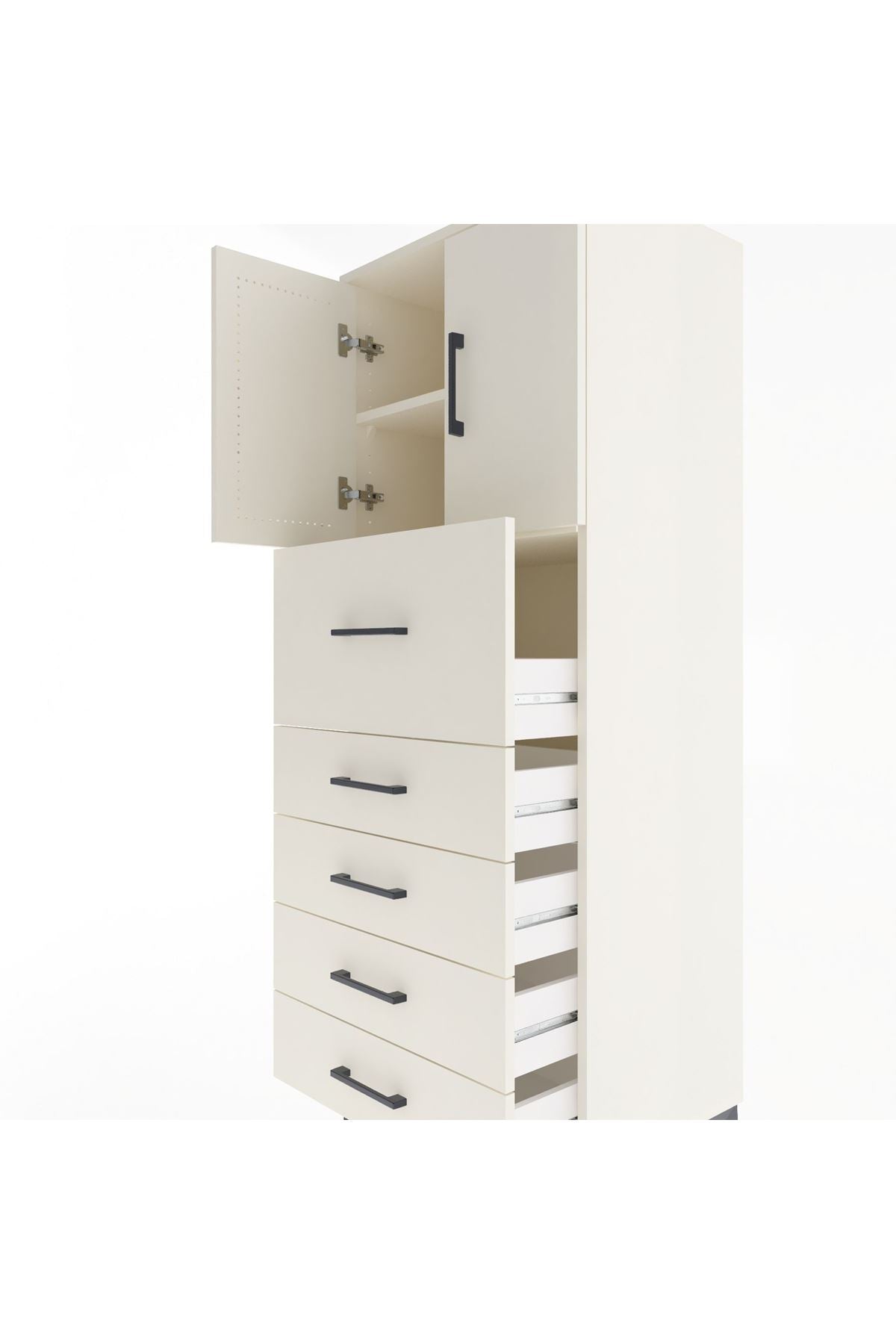 Hyperion Dolap 2 Raflı 5 Çekmeceli 2 Kapaklı 60x44x163 Aytaşı-Aytaşı