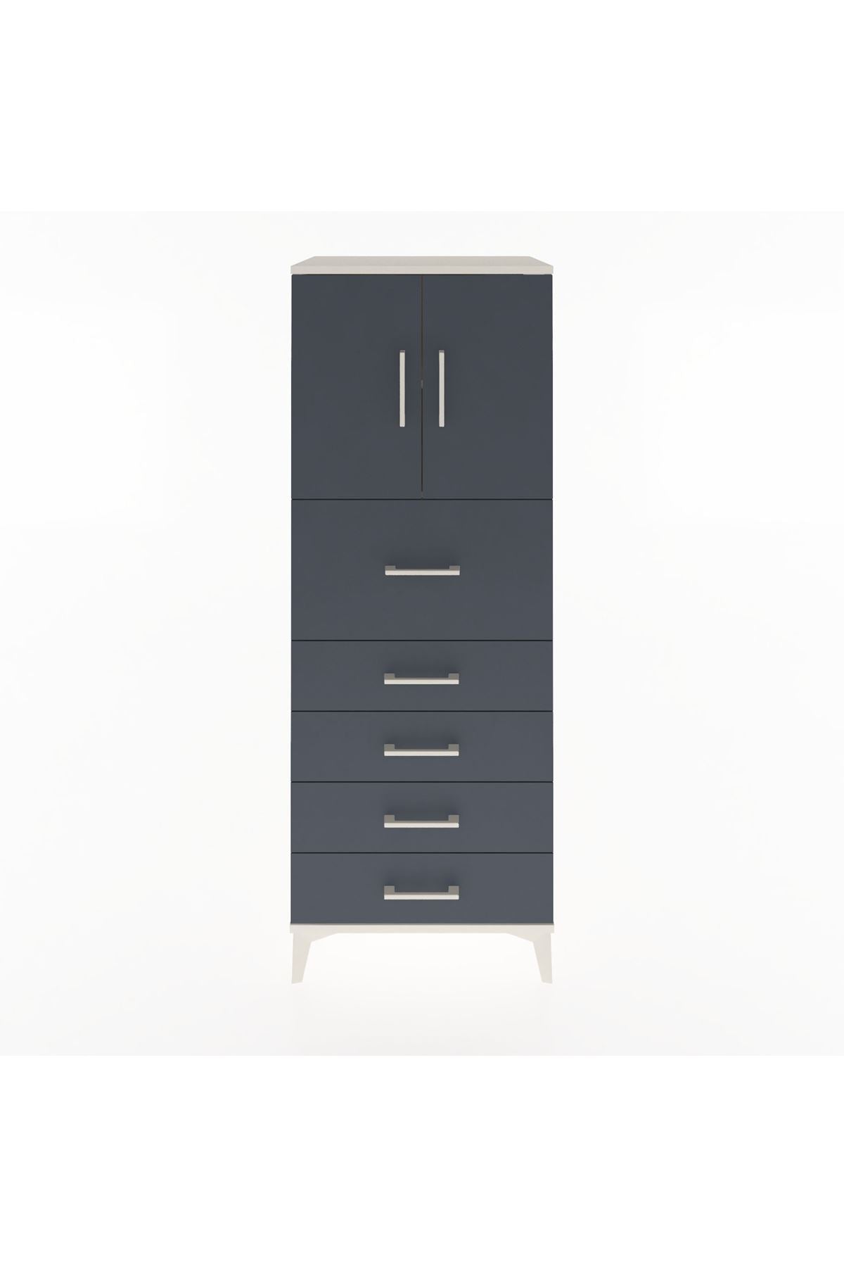 Hyperion Dolap 2 Raflı 5 Çekmeceli 2 Kapaklı 60x44x163 Aytaşı-Antrasit