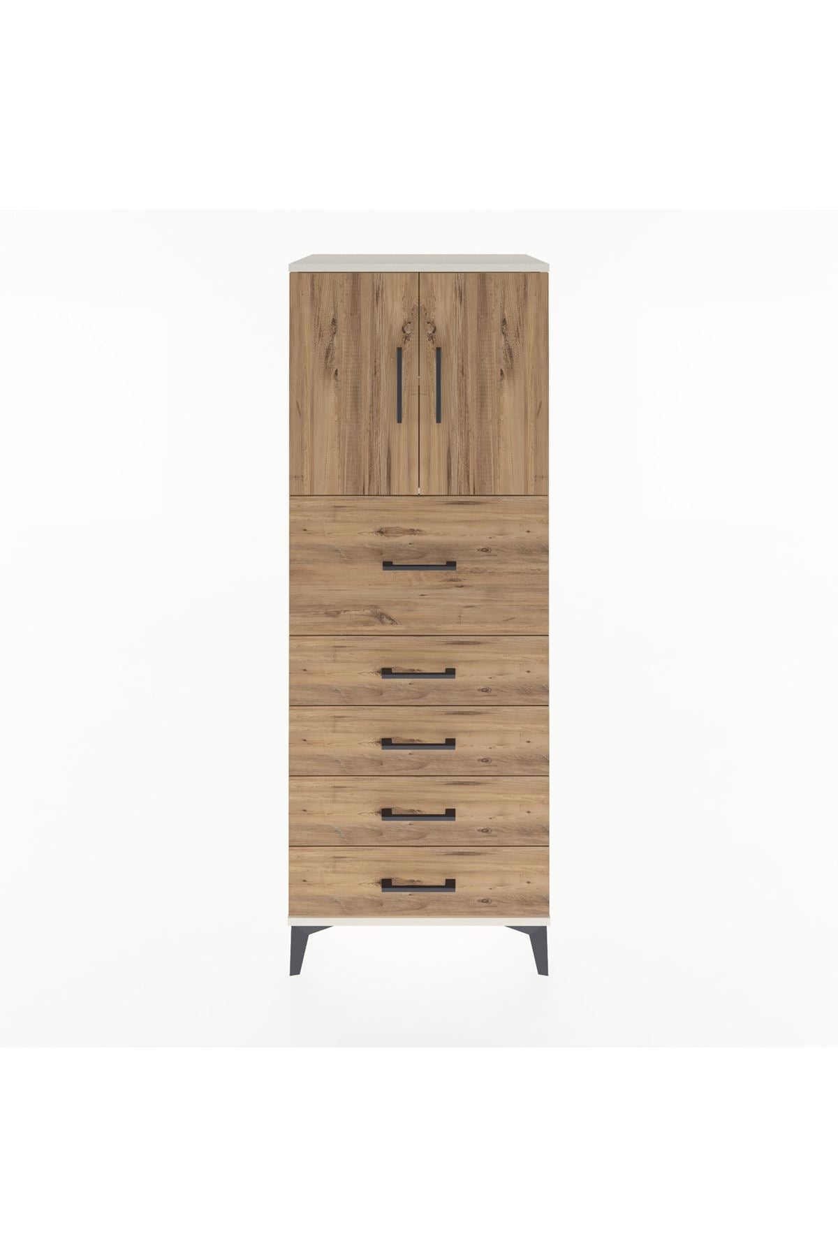 Hyperion Dolap 2 Raflı 5 Çekmeceli 2 Kapaklı 60x44x163 Aytaşı-Çam