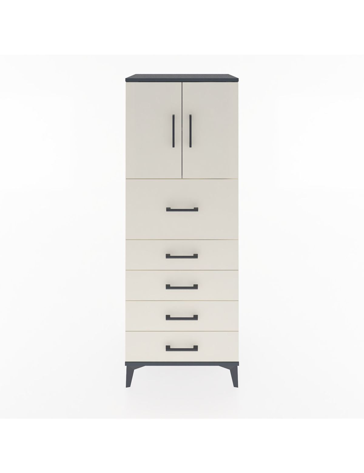 Hyperion Dolap 2 Raflı 5 Çekmeceli 2 Kapaklı 60x44x163 Antrasit-Aytaşı