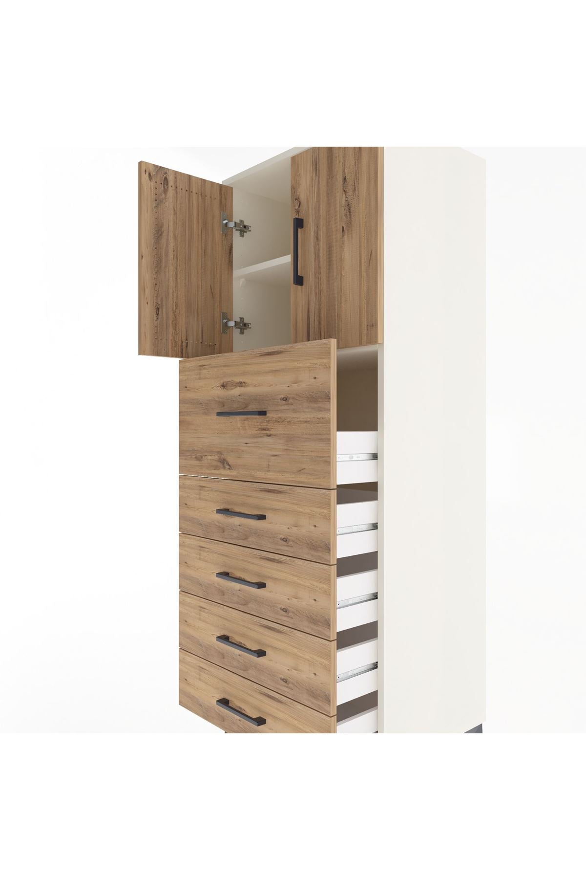 Hyperion Dolap 2 Raflı 5 Çekmeceli 2 Kapaklı 60x44x163 Aytaşı-Çam