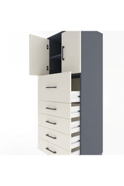 Hyperion Dolap 2 Raflı 5 Çekmeceli 2 Kapaklı 60x44x163 Antrasit-Aytaşı