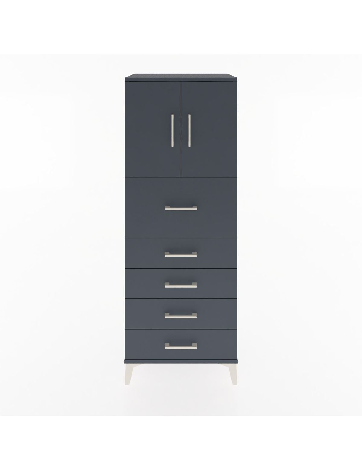 Hyperion Dolap 2 Raflı 5 Çekmeceli 2 Kapaklı 60x44x163 Antrasit-Antrasit