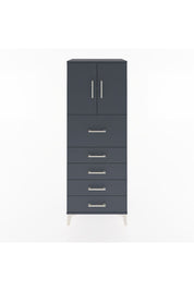 Hyperion Dolap 2 Raflı 5 Çekmeceli 2 Kapaklı 60x44x163 Antrasit-Antrasit