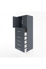 Hyperion Dolap 2 Raflı 5 Çekmeceli 2 Kapaklı 60x44x163 Antrasit-Antrasit