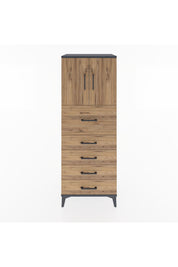 Hyperion Dolap 2 Raflı 5 Çekmeceli 2 Kapaklı 60x44x163 Antrasit-Çam