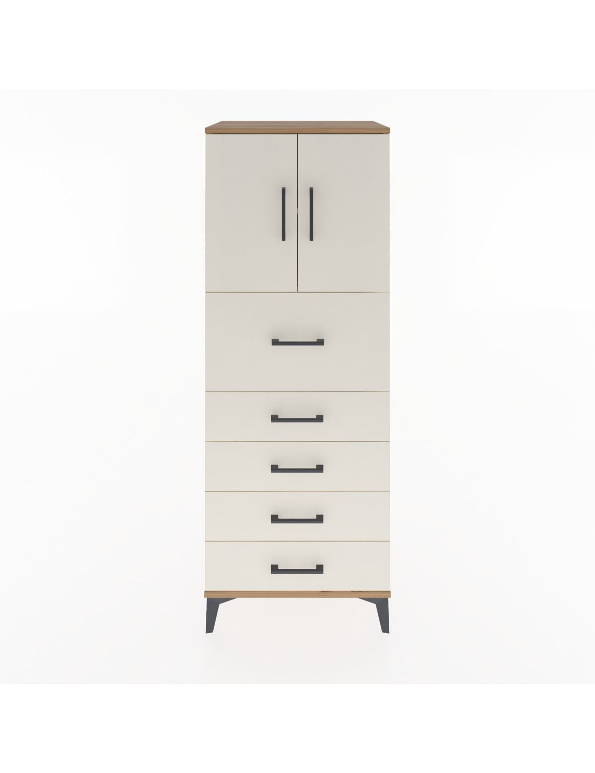 Hyperion Dolap 2 Raflı 5 Çekmeceli 2 Kapaklı 60x44x163 Çam-Aytaşı