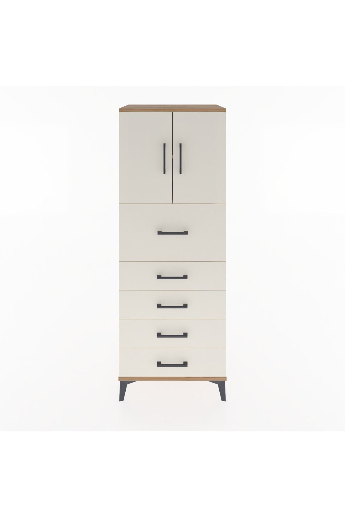 Hyperion Dolap 2 Raflı 5 Çekmeceli 2 Kapaklı 60x44x163 Çam-Aytaşı