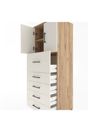 Hyperion Dolap 2 Raflı 5 Çekmeceli 2 Kapaklı 60x44x163 Çam-Aytaşı