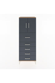 Hyperion Dolap 2 Raflı 5 Çekmeceli 2 Kapaklı 60x44x163 Çam-Antrasit