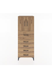 Hyperion Dolap 2 Raflı 5 Çekmeceli 2 Kapaklı 60x44x163 Çam-Çam