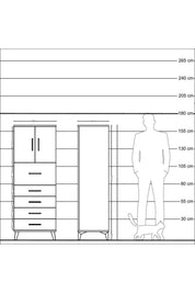 Hyperion Dolap 2 Raflı 5 Çekmeceli 2 Kapaklı 60x44x163 Çam-Çam