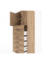 Hyperion Dolap 2 Raflı 5 Çekmeceli 2 Kapaklı 60x44x163 Çam-Çam