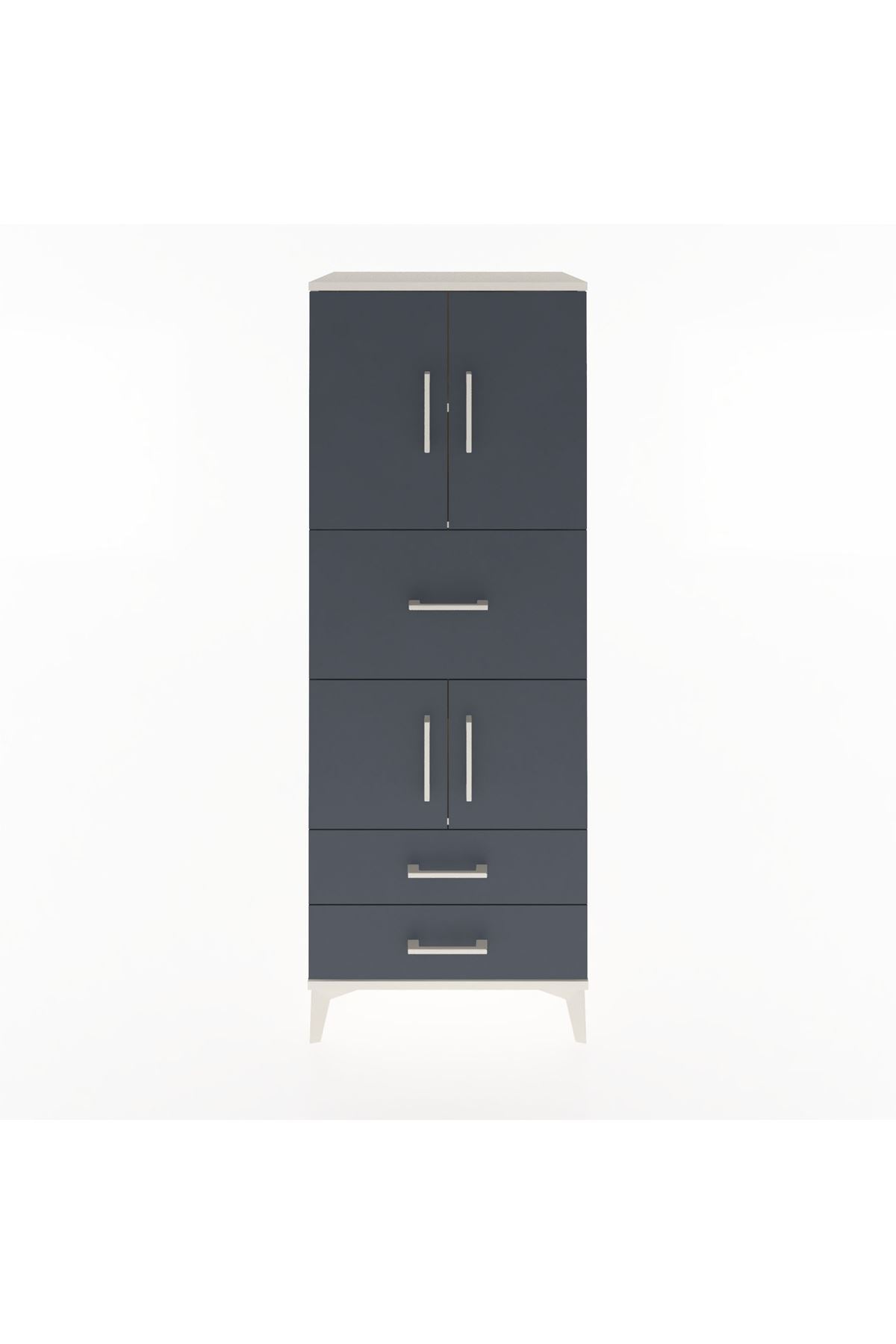 Hyperion Dolap 3 Raflı 3 Çekmeceli 4 Kapaklı 60x44x163 Aytaşı-Antrasit