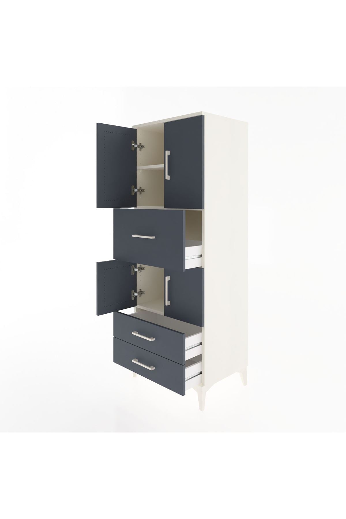 Hyperion Dolap 3 Raflı 3 Çekmeceli 4 Kapaklı 60x44x163 Aytaşı-Antrasit